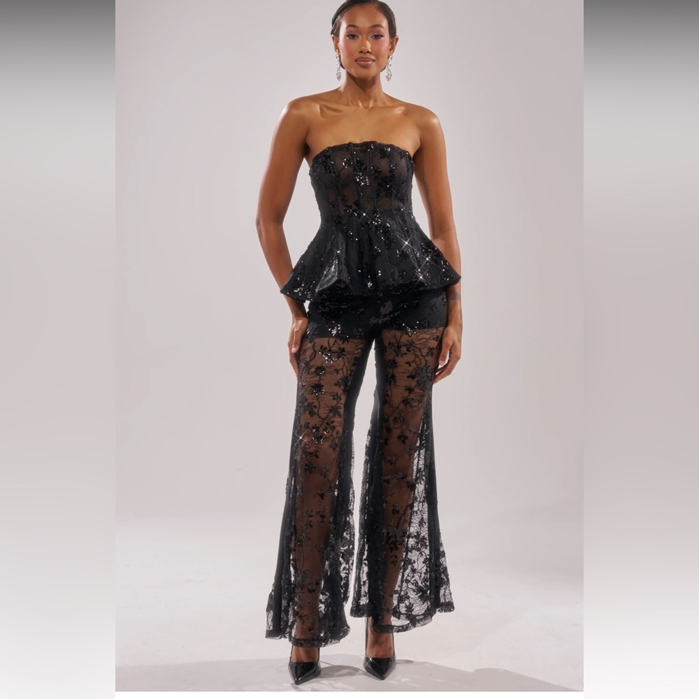 Elegant Black Lace top and pants